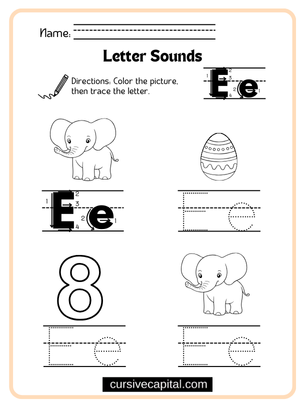 Cursive Alphabet E Worksheet