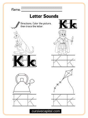 Cursive Alphabet K Worksheet