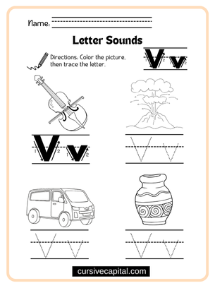 Cursive Alphabet V Worksheet