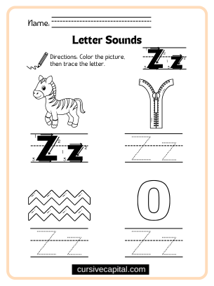 Cursive Alphabet Z Worksheet